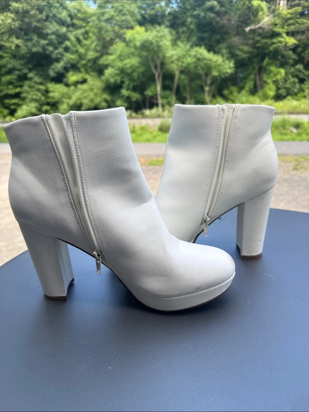 Dream Pairs White Platform Block Heel Ankle Boots